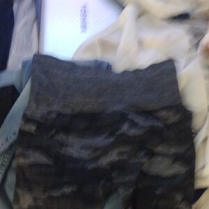 Gray Straight Leg Pants with Subtle Sheen